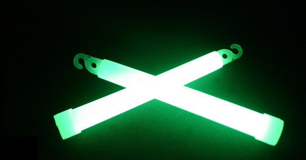 Green Glowsticks - 6inch in length, 1cm diameter with hole for lanyard and hook at the top.