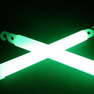 Green Glowsticks - 6inch in length, 1cm diameter with hole for lanyard and hook at the top.